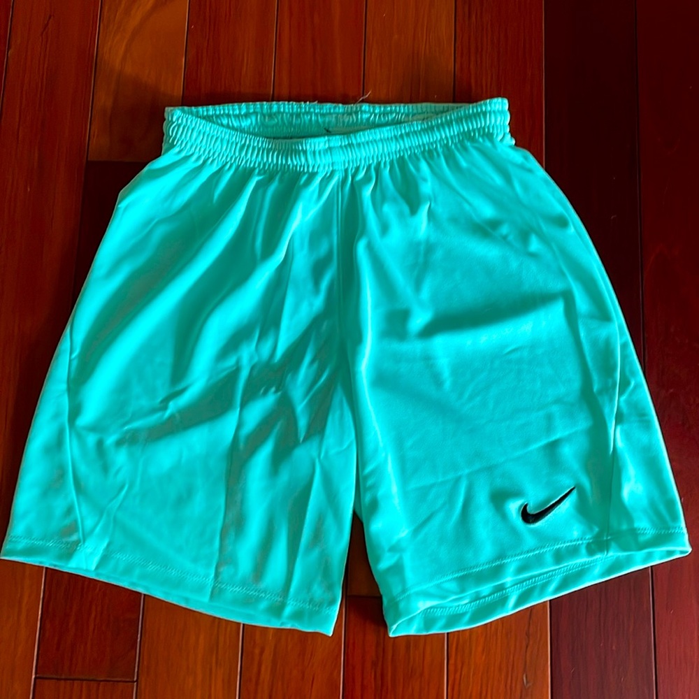 New with tags, Nike Mens small aqua colored dri fit shorts